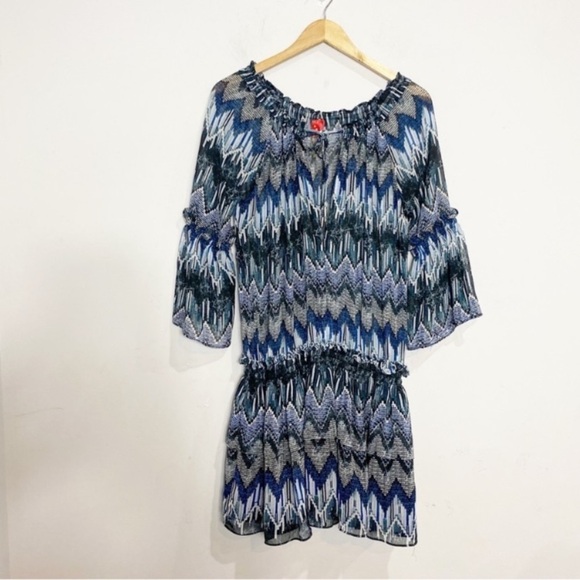 RED CARTER Indigo Blues Chiffon Beach Coverup Tunic - Picture 7 of 15